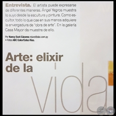 ARTE: ELIXIR DE LA VIDA - Por NANCY DURÉ CÁCERES, ABC Color - Domingo, 23 de Septiembre de 2018